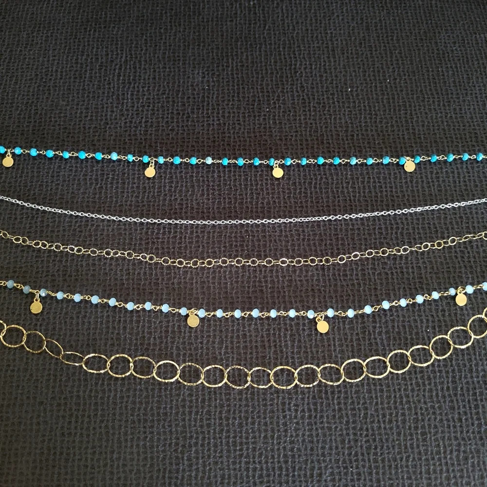 Five🖐 Strand Necklace Statement Necklace - Picture 3 of 16